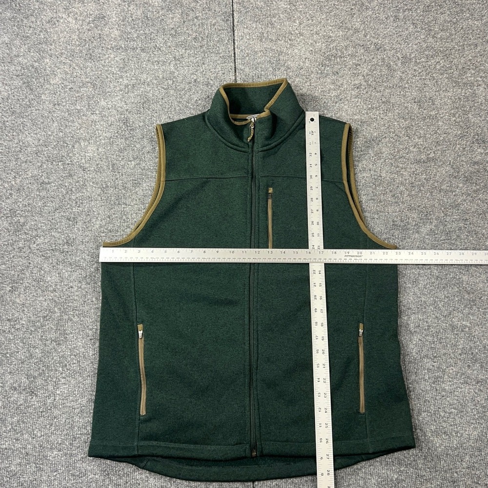 LL Bean Men's Large Fleece Vest Green Slightly Fitted Zip Up Pockets - Picture 4 of 6